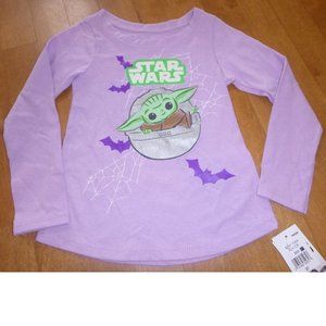 Toddler Girls Star Wars BABY YODA Halloween T-shirt Size 2T 3T 4T 5T Bats  NWT
